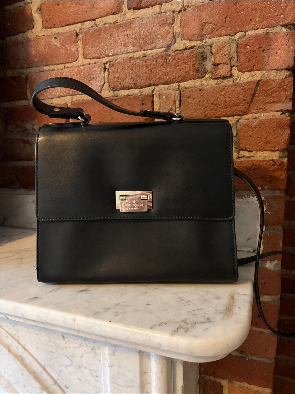 Kate Spade Classic Black Leather Top-Handle Bag